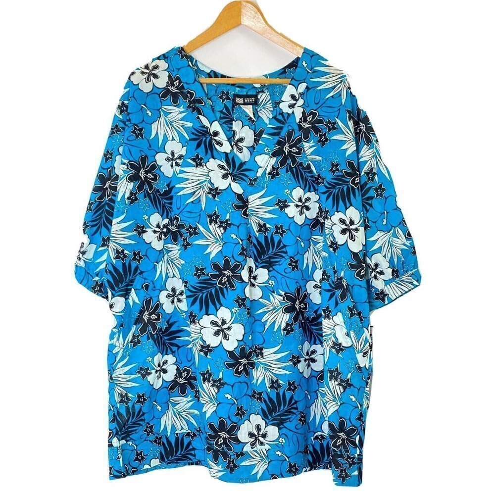 Coco Reef Women's Plus size 1X Swim Suit Beach Coverup Tunic Blue Black Floral
